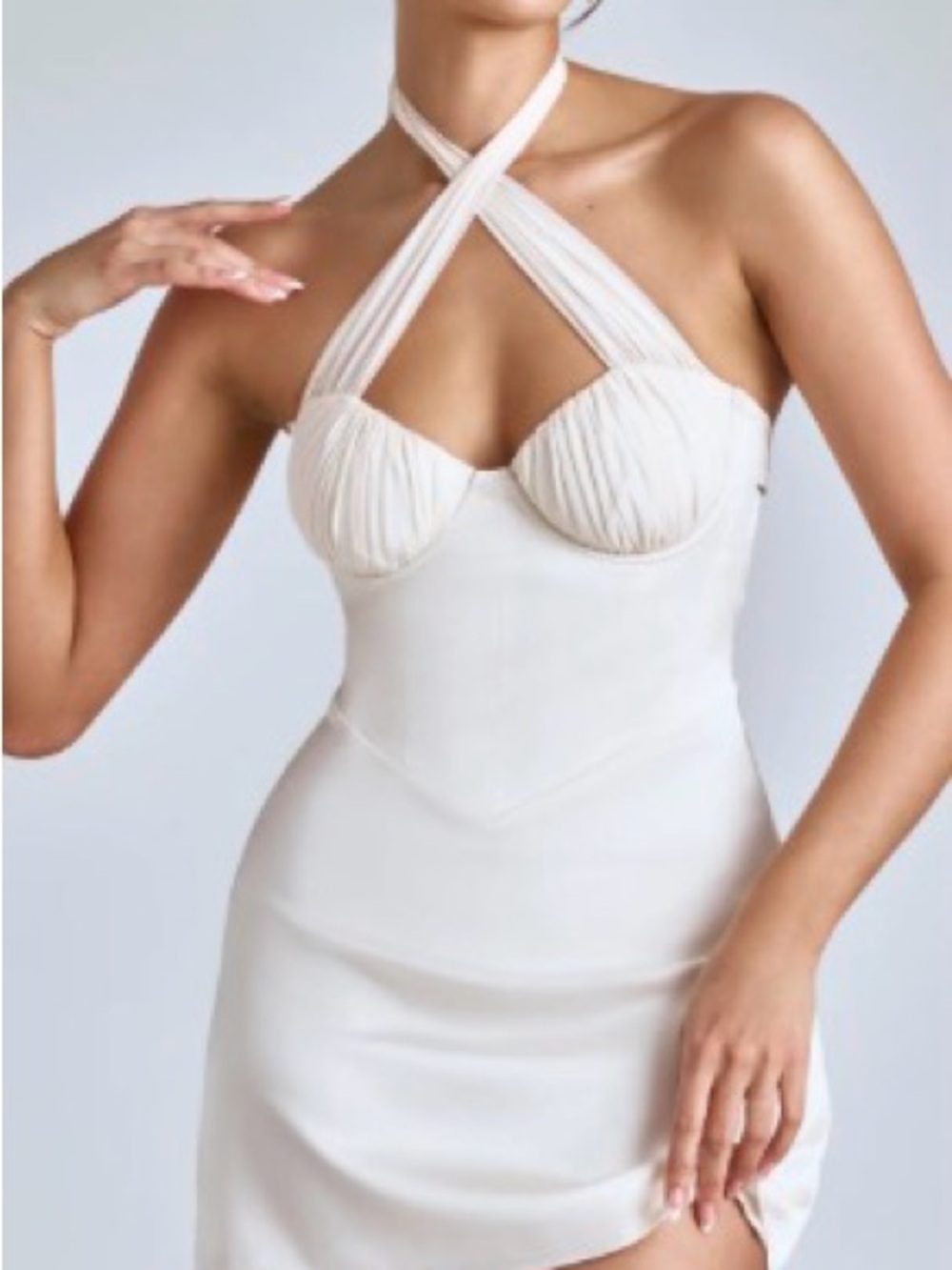 Oh Polly White Cross-Halter Bodycon Mini Dress